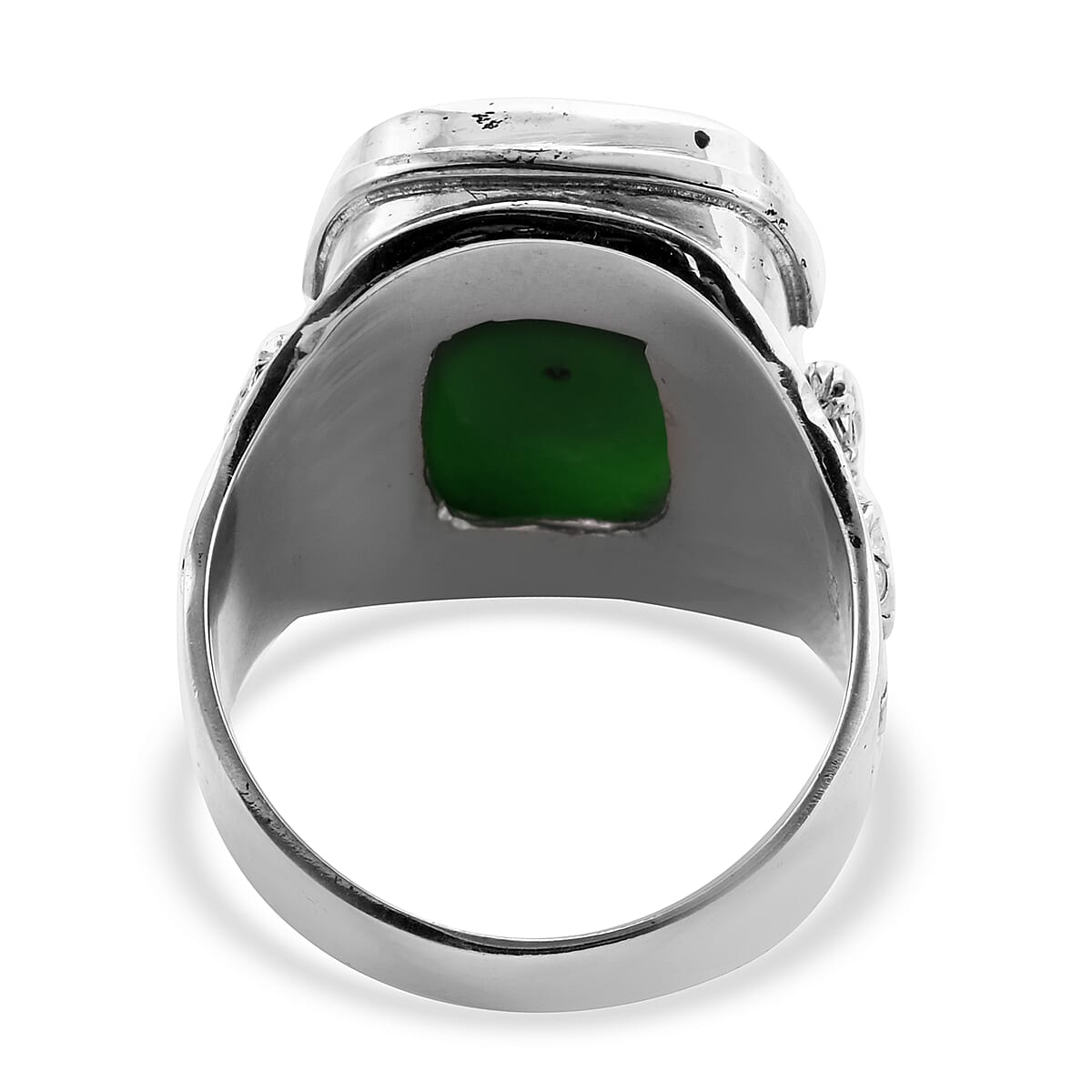 Royal Bali Collection - Green Jade Dragon Ring in Sterling Silver 12.25 Ct.