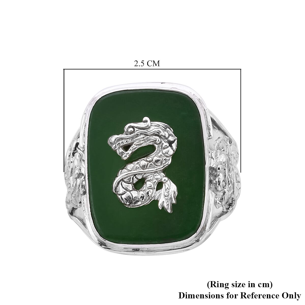 Royal Bali Collection - Green Jade Dragon Ring in Sterling Silver 12.25 Ct.