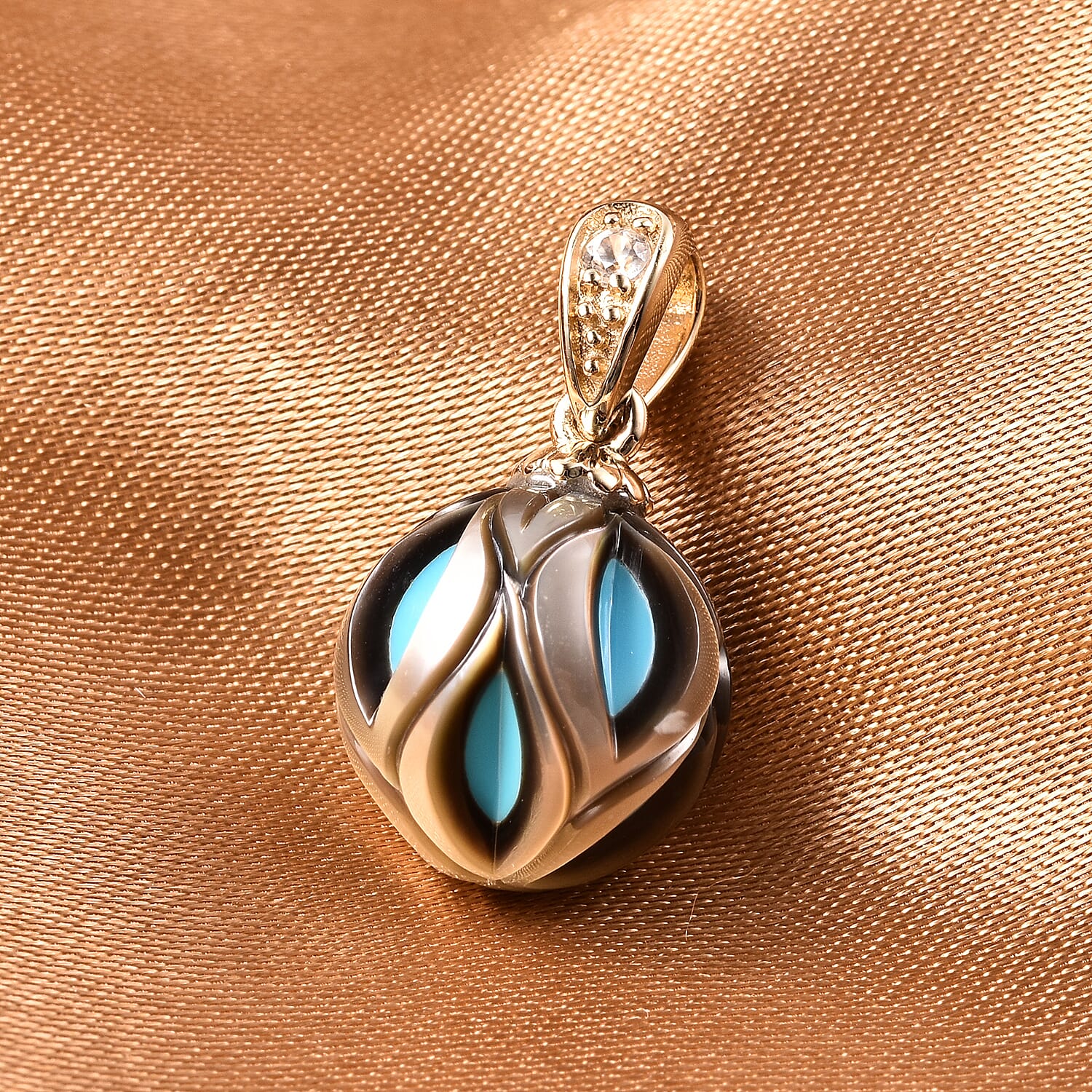 Galatea Pearl- 9K Yellow Gold Tahiti Pearl and Natural Cambodian Zircon Pendant