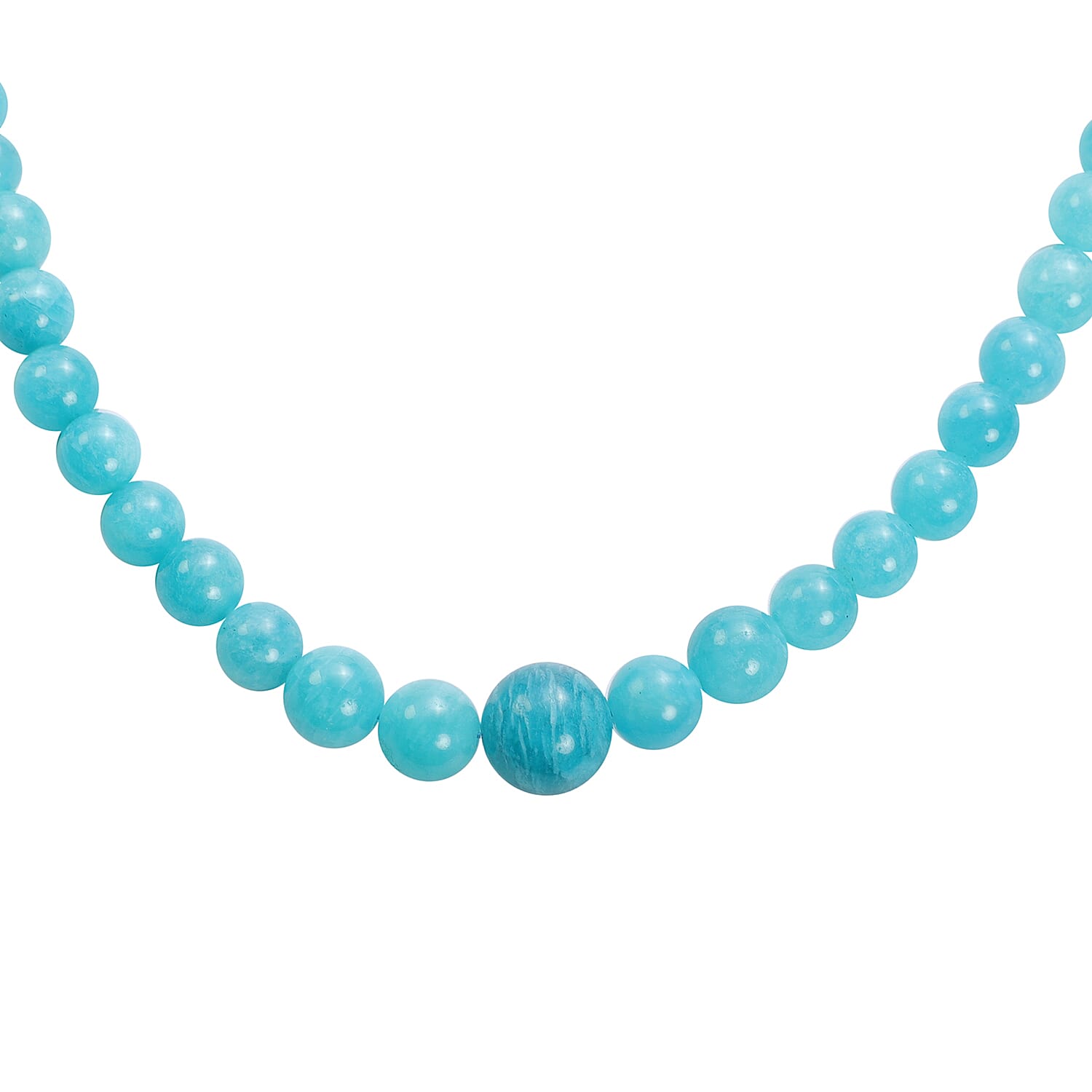 Amazonite Beads Necklace (Size 20) in Rhodium Overlay Sterling Silver 176.50 Ct.