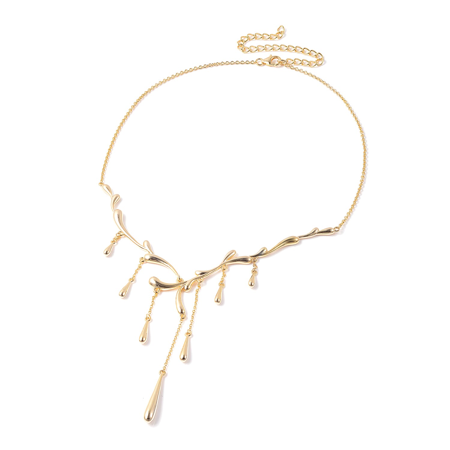 LucyQ Yellow Gold Overlay Sterling Silver Adjustable Drip Necklace (Size 16-20), Silver wt. 20.12 Gms