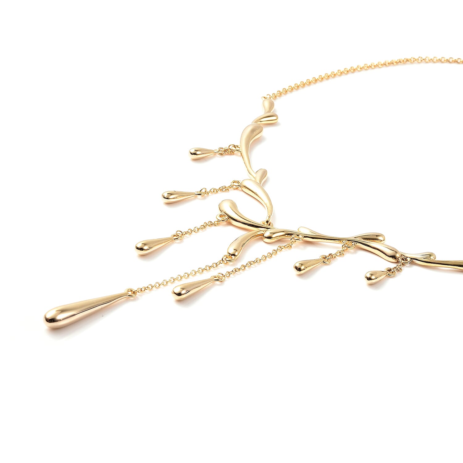 LucyQ Yellow Gold Overlay Sterling Silver Adjustable Drip Necklace (Size 16-20), Silver wt. 20.12 Gms