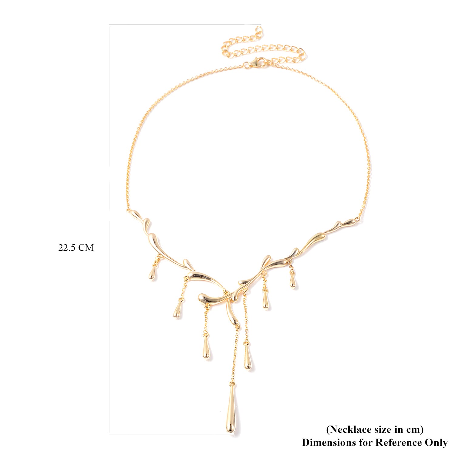 LucyQ Yellow Gold Overlay Sterling Silver Adjustable Drip Necklace (Size 16-20), Silver wt. 20.12 Gms