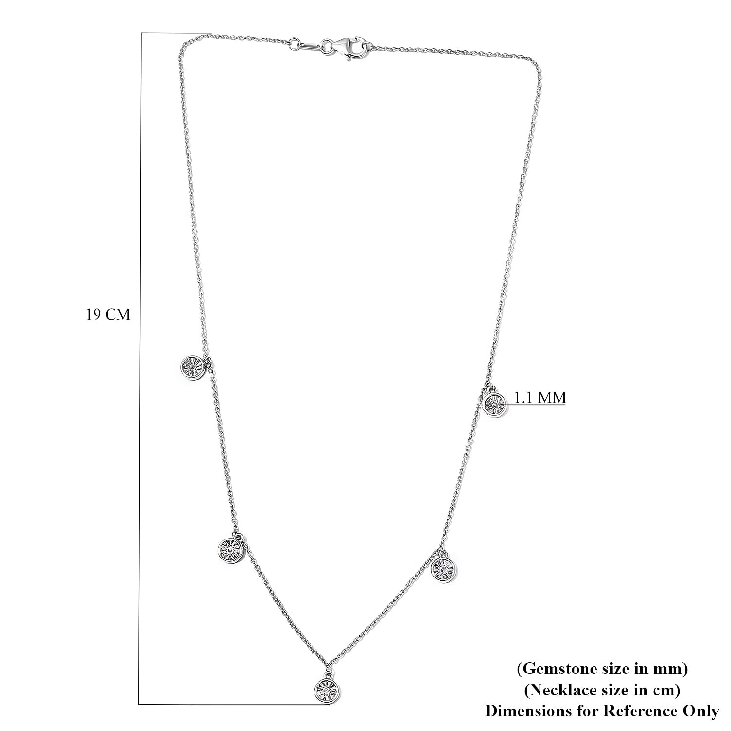 Diamond Station Necklace (Size 18) in Platinum Overlay Sterling Silver