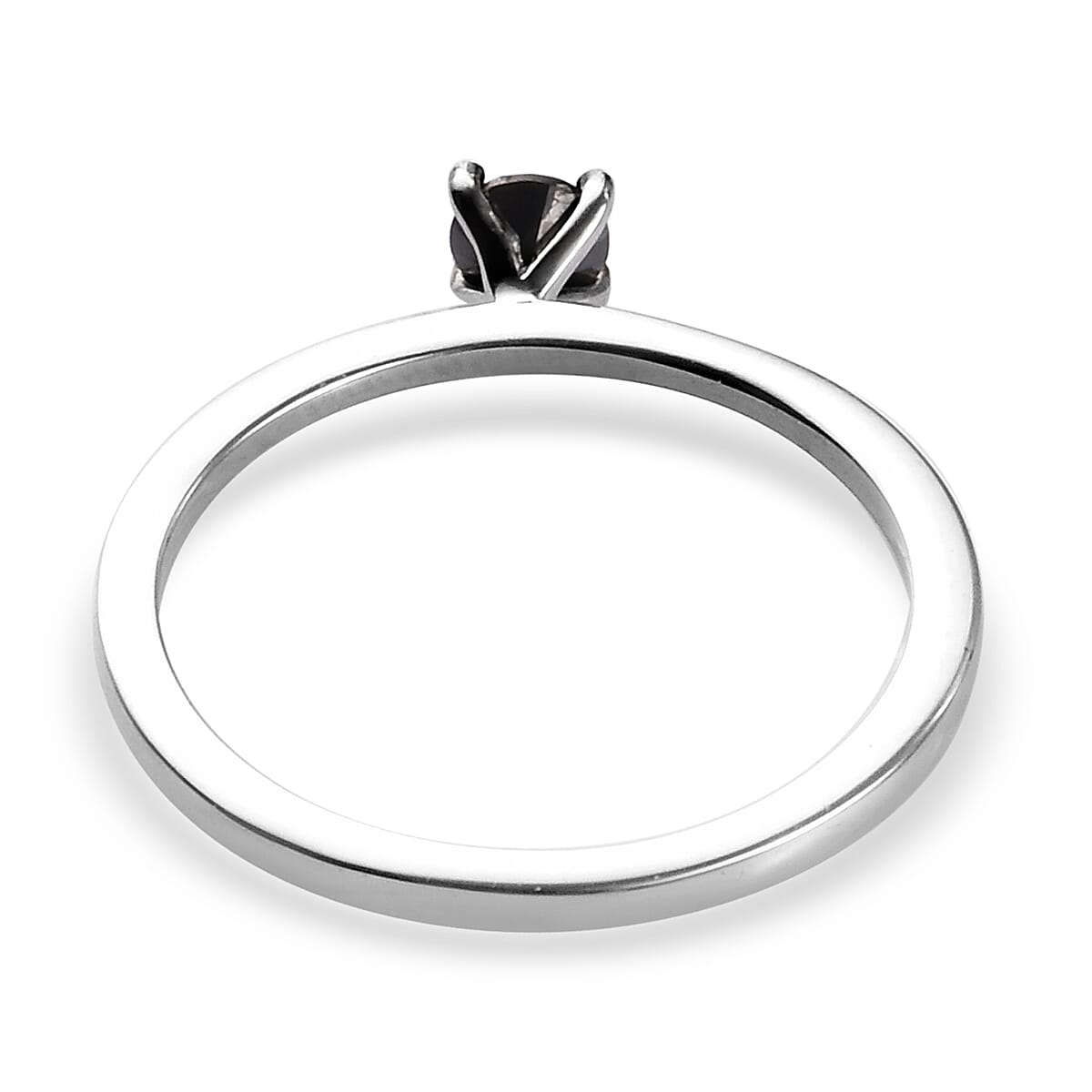 Black Diamond Solitaire Ring in Platinum Overlay Sterling Silver Solitaire 0.25 Ct.