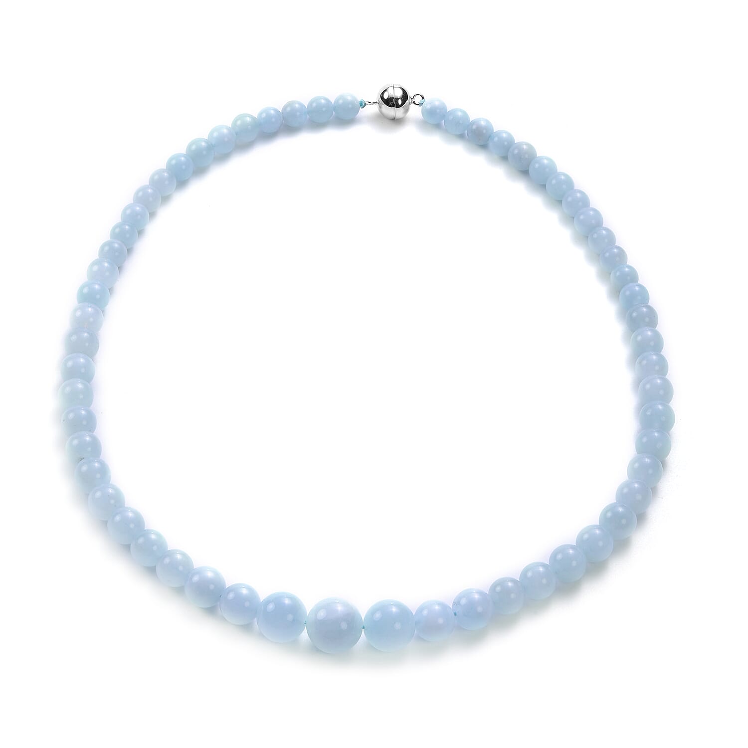 Santa Teresa Aquamarine Beaded Necklace (Size 20 with Magnetic Lock ) in Rhodium Overlay Sterling Silver 278.00 Ct.