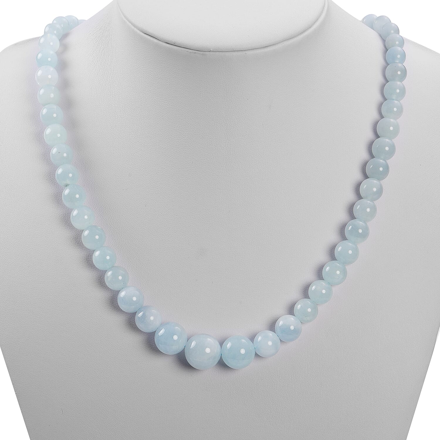 Santa Teresa Aquamarine Beaded Necklace (Size 20 with Magnetic Lock ) in Rhodium Overlay Sterling Silver 278.00 Ct.