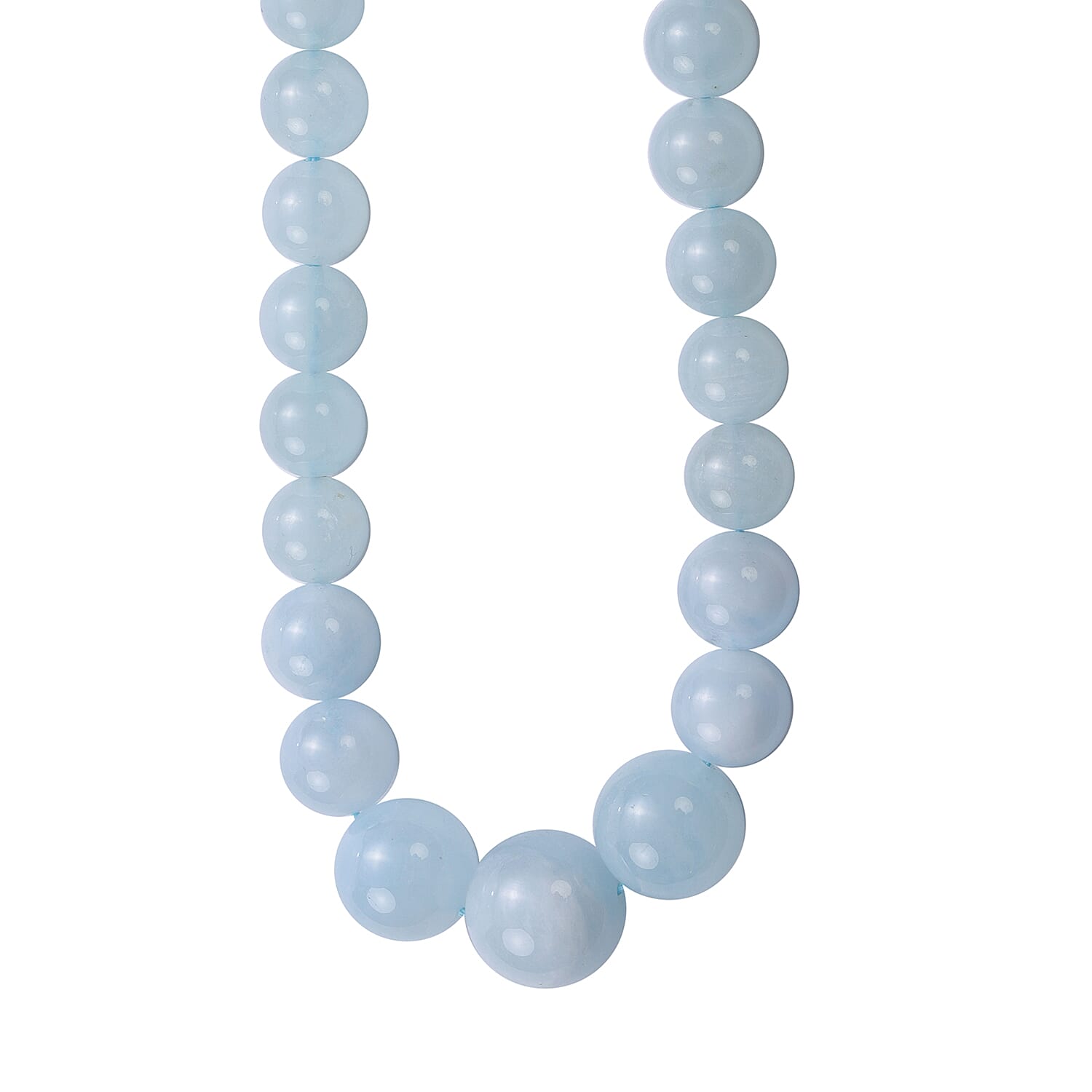 Santa Teresa Aquamarine Beaded Necklace (Size 20 with Magnetic Lock ) in Rhodium Overlay Sterling Silver 278.00 Ct.
