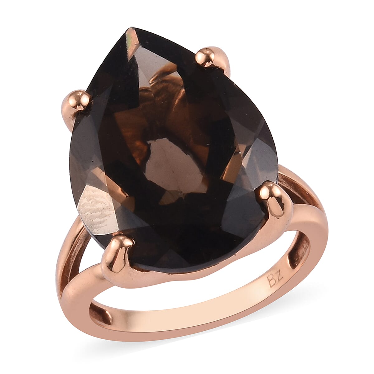 Brazilian Smoky Quartz Solitaire Ring in Bronze 14.25 Ct.