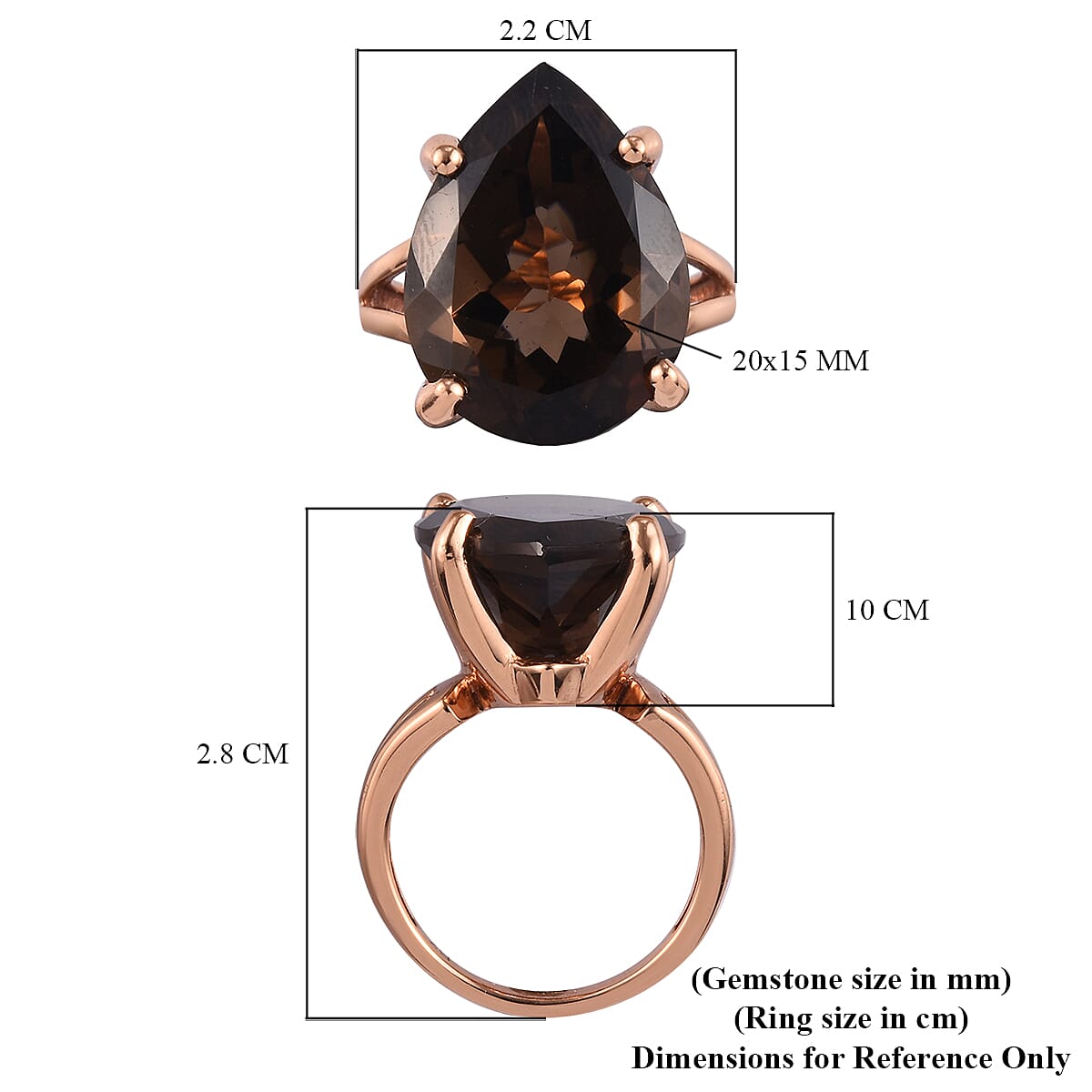 Brazilian Smoky Quartz Solitaire Ring in Bronze 14.25 Ct.