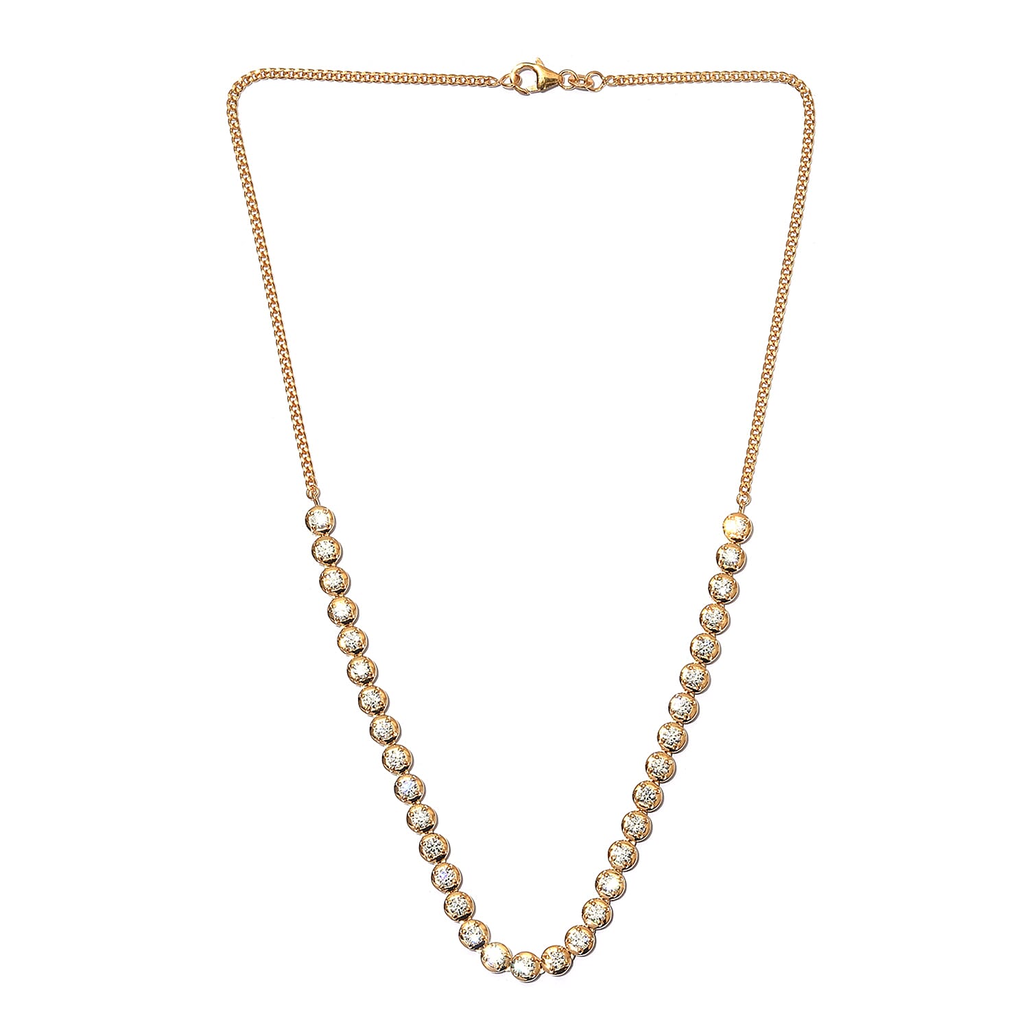 Lustro Stella 14K Gold Overlay Sterling Silver Necklace (Size 18) Made with Finest CZ 8.92 Ct, Silver wt. 14.00 Gm