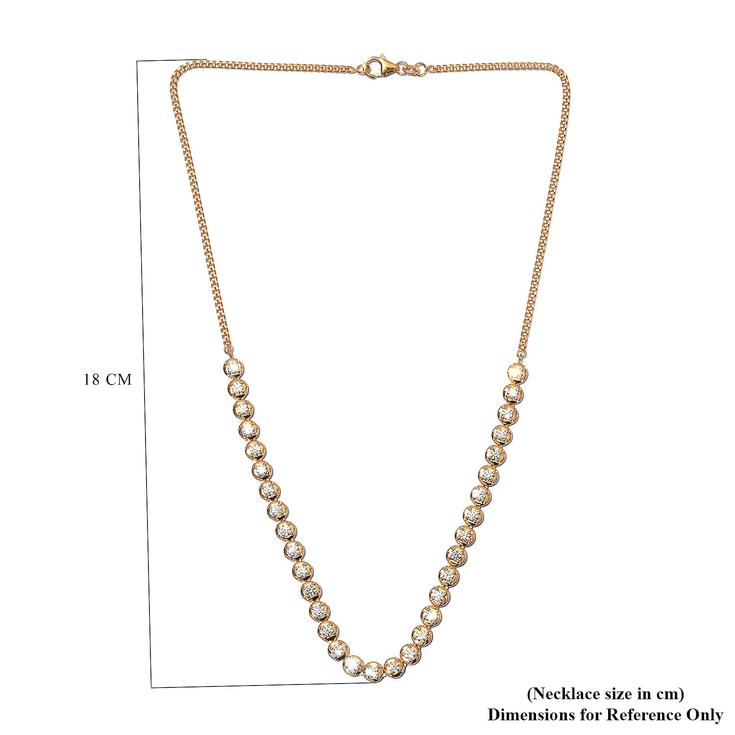 Lustro Stella 14K Gold Overlay Sterling Silver Necklace (Size 18) Made with Finest CZ 8.92 Ct, Silver wt. 14.00 Gm