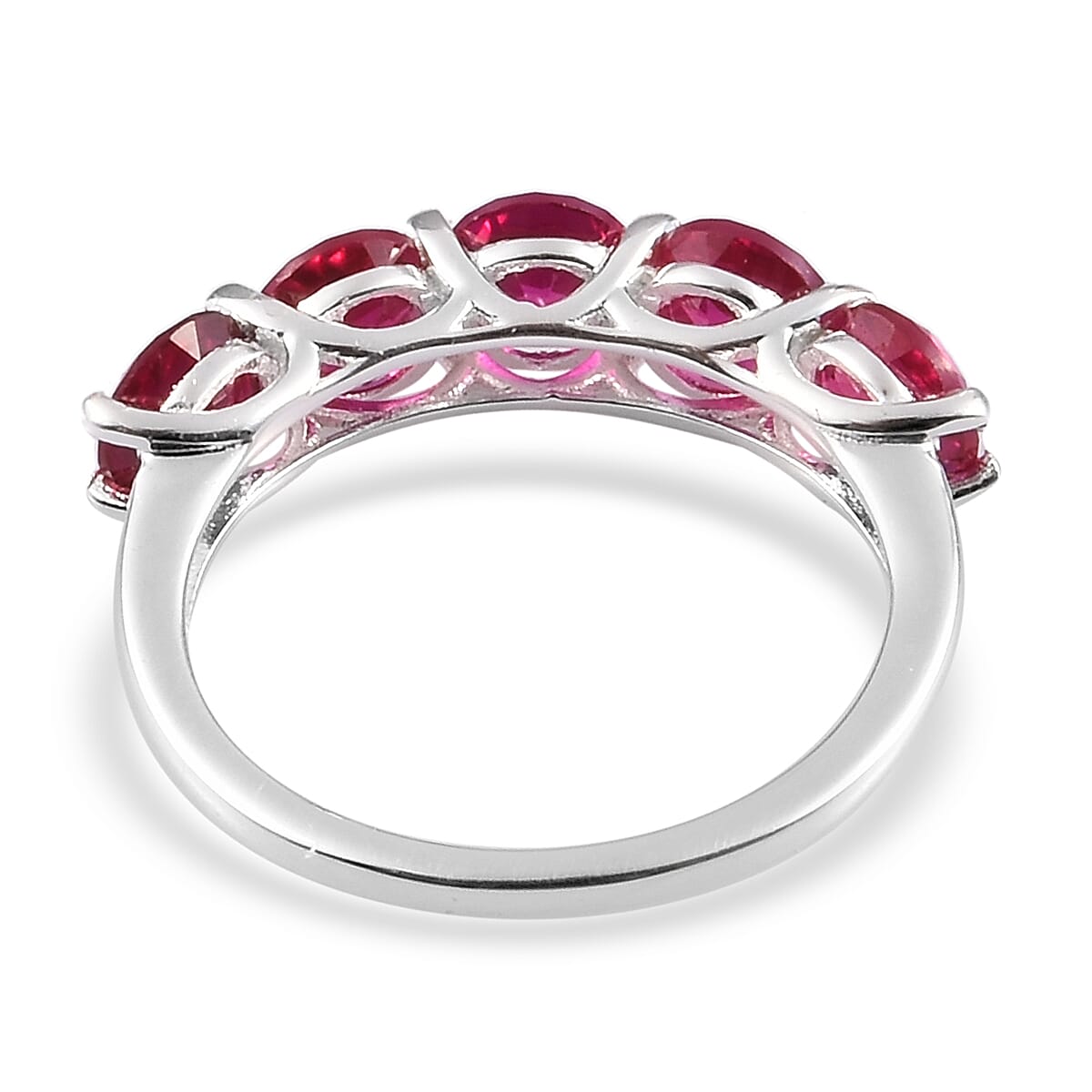 Synthetic Ruby 5-Stone Look Ring in Sterling Silver 3.25 Ct.