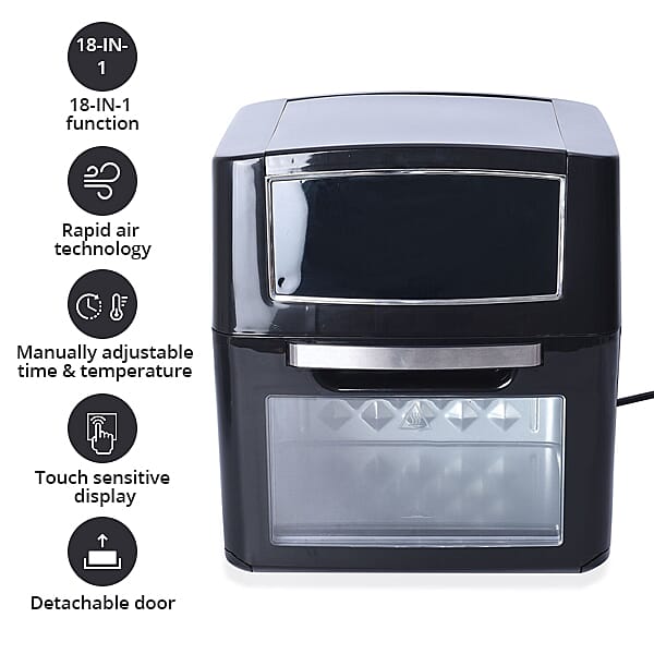 18 in 1 Multi Functional Digital 12 Litre Air Fryer Oven with Detachable Transparent Door (Size 31x28x35 Cm) - Black