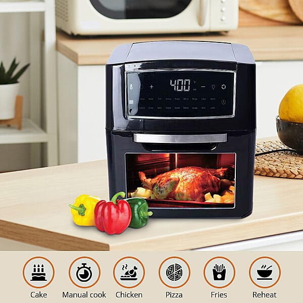18 in 1 Multi Functional Digital 12 Litre Air Fryer Oven with Detachable Transparent Door (Size 31x28x35 Cm) - Black