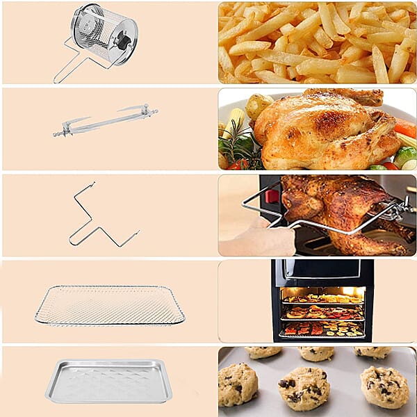 18 in 1 Multi Functional Digital 12 Litre Air Fryer Oven with Detachable Transparent Door (Size 31x28x35 Cm) - Black