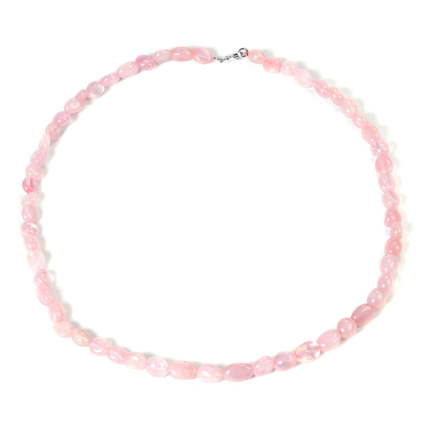 Rose Quartz Necklace (Size - 20) in Rhodium Overlay Sterling Silver