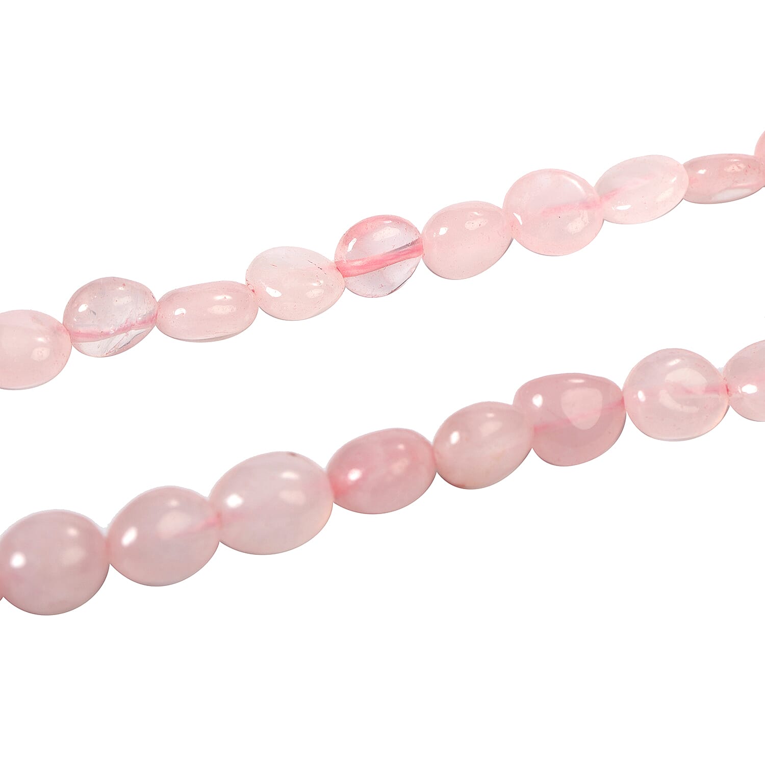 Rose Quartz Necklace (Size - 20) in Rhodium Overlay Sterling Silver