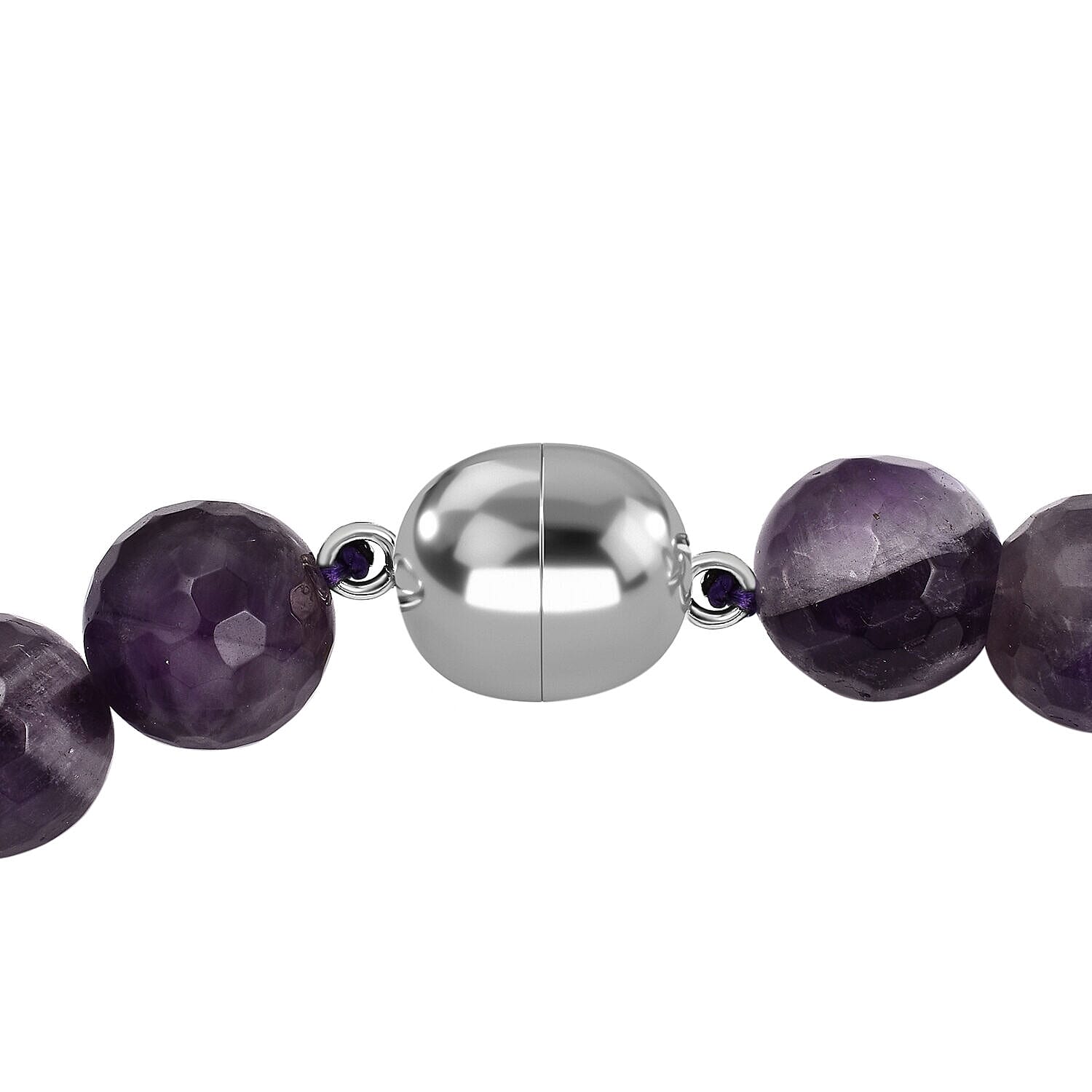 Bi-Colour Amethyst Necklace With Magnatic Clasp (Size 20) in Rhodium Overlay Sterling Silver 462.5 Ct.
