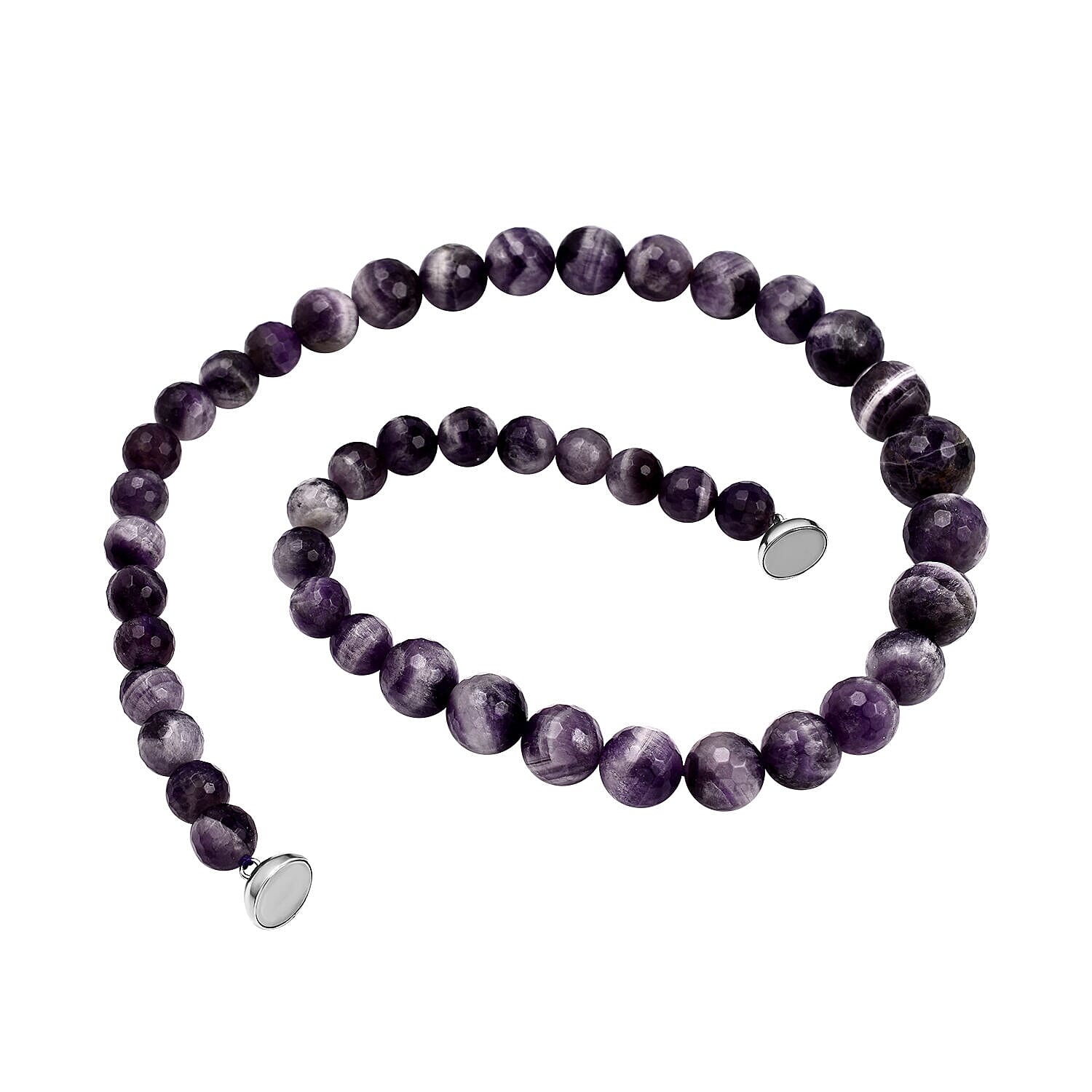 Bi-Colour Amethyst Necklace With Magnatic Clasp (Size 20) in Rhodium Overlay Sterling Silver 462.5 Ct.