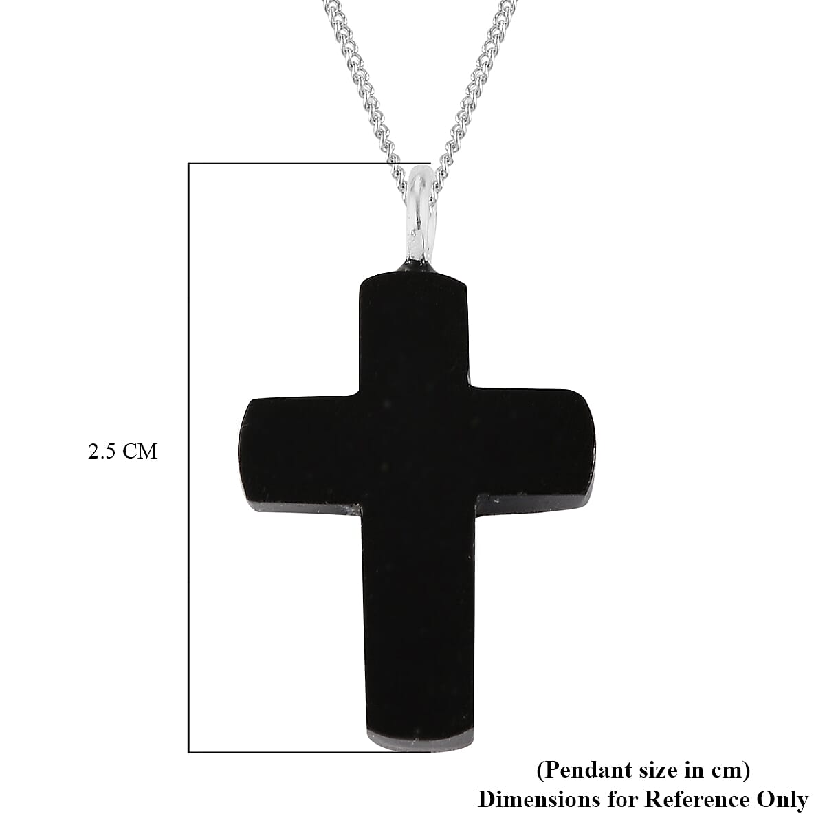 California Black Jade Cross Pendant With Chain in Sterling Silver 4.50 Ct.