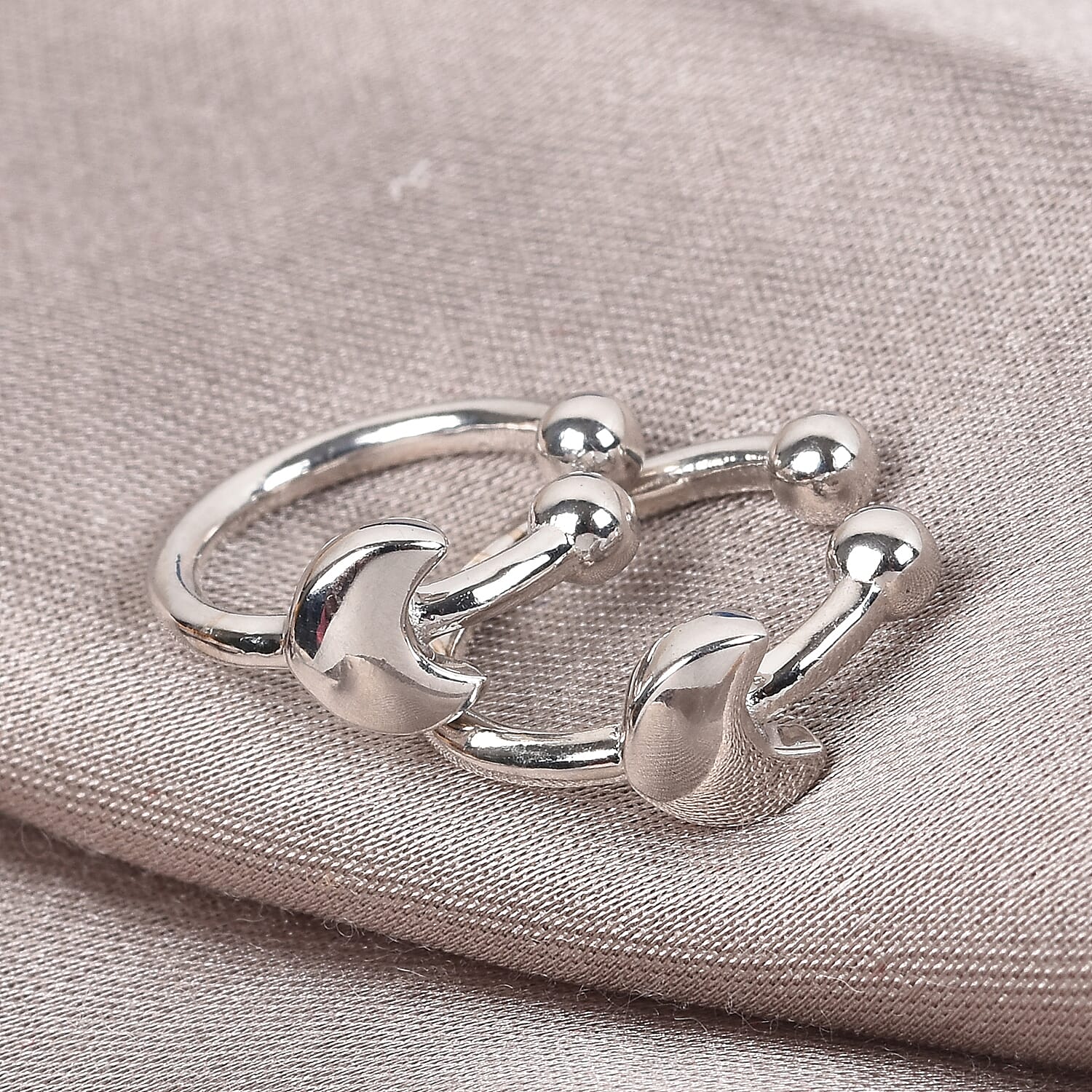 Sundays Child - Platinum Overlay Sterling Silver Crescent Moon Clip Earrings