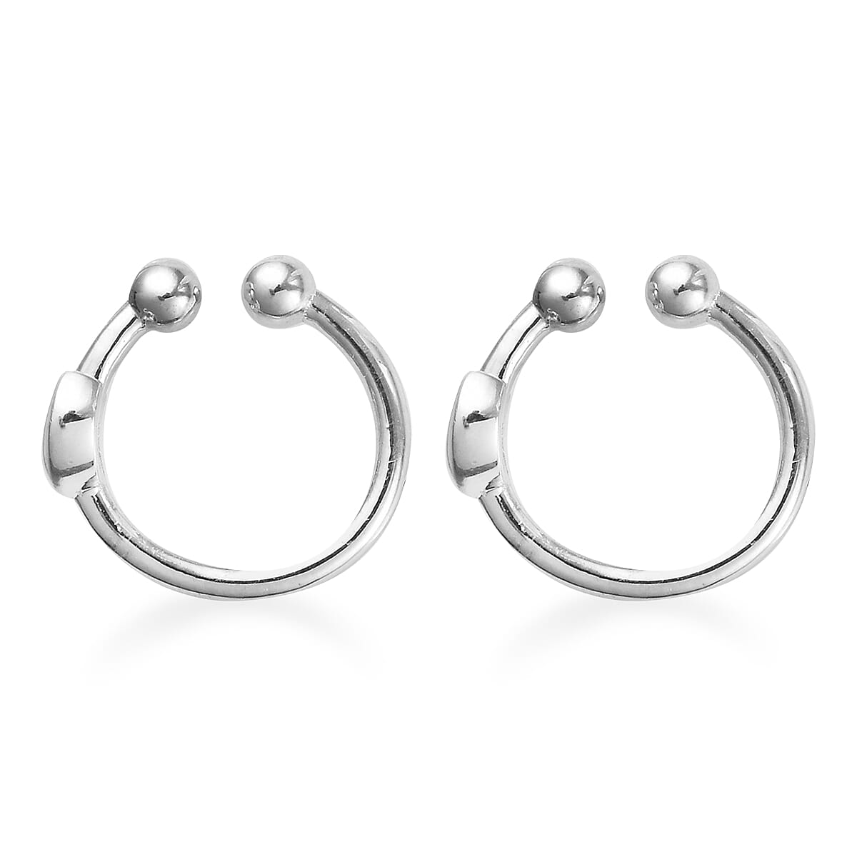 Sundays Child - Platinum Overlay Sterling Silver Crescent Moon Clip Earrings