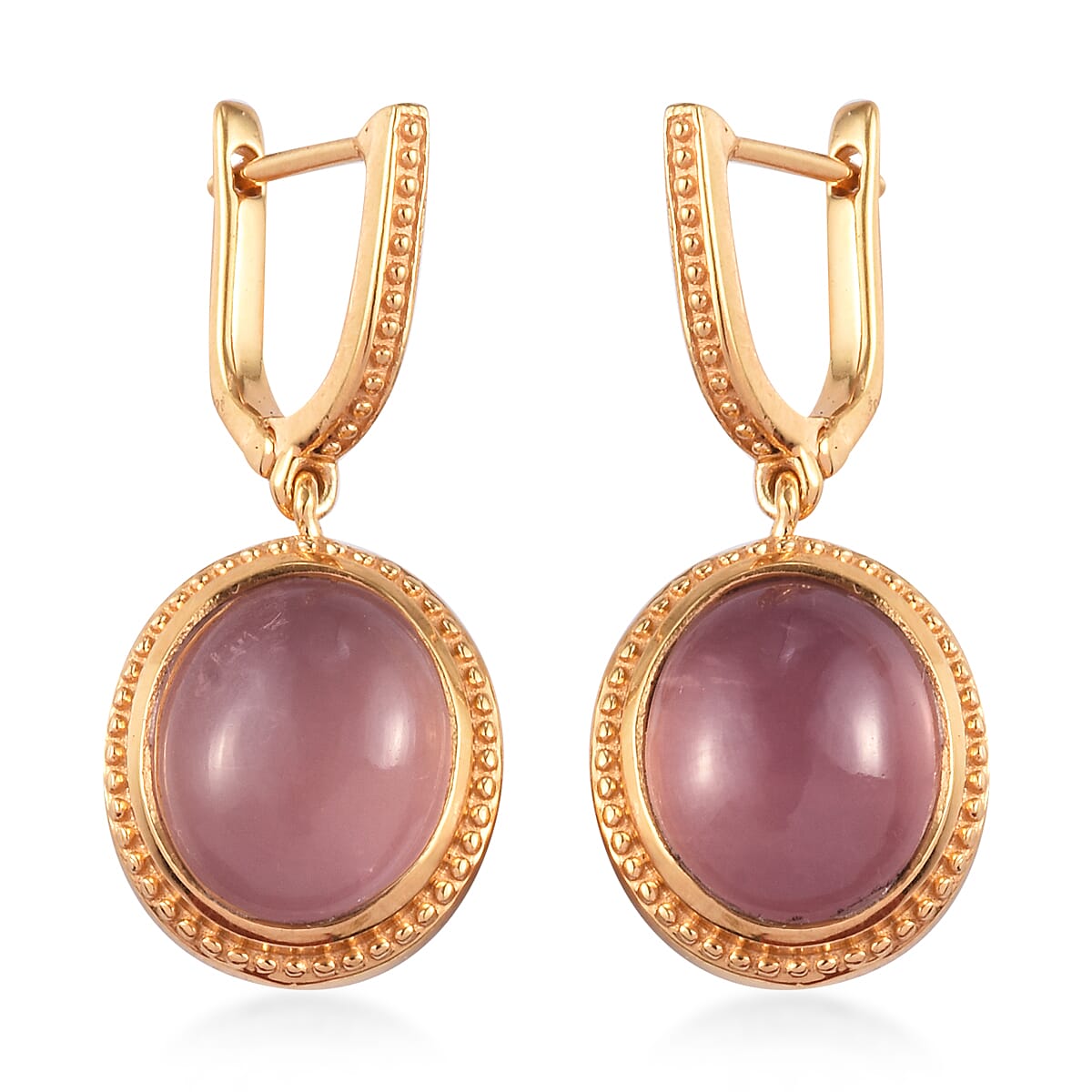 Sundays Child Rose Quartz and Orange Jasper Drop Earrings (with Claps) in 14K Gold Overlay Sterling Silver 18.50 Ct.