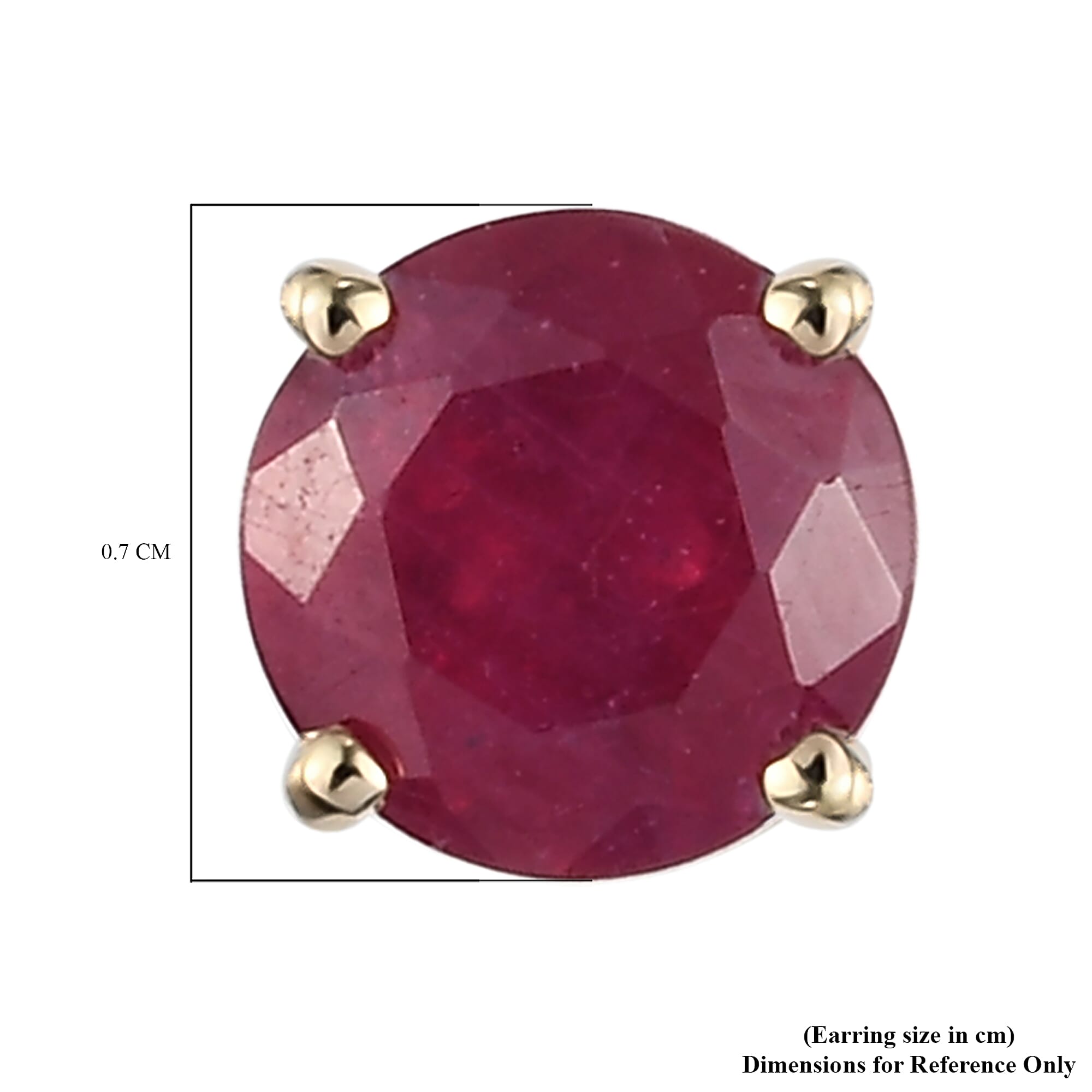 9K Yellow Gold AA African Ruby (FF) Stud Earrings (with Push Back) 2.45 Ct.