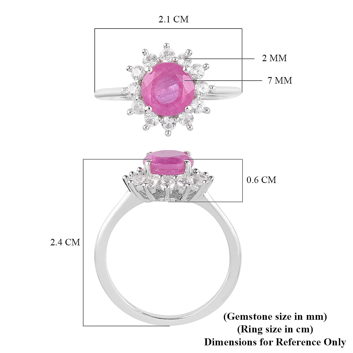 Ilakaka Hot Pink Sapphire and Natural Cambodian Zircon Ring in Platinum Overlay Sterling Silver 2.50 Ct.