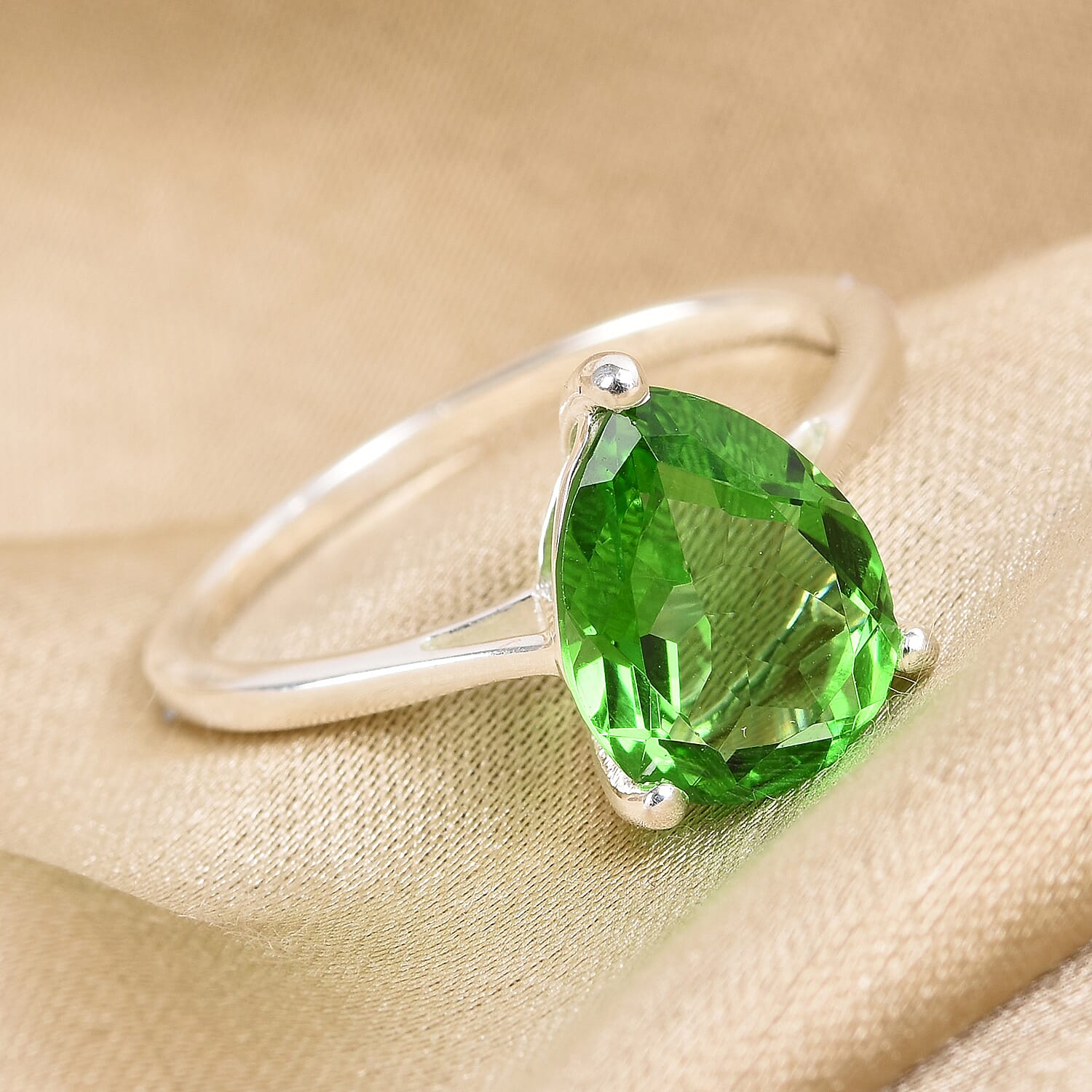 Helenite Solitaire Ring in Sterling Silver 2.25 Ct.