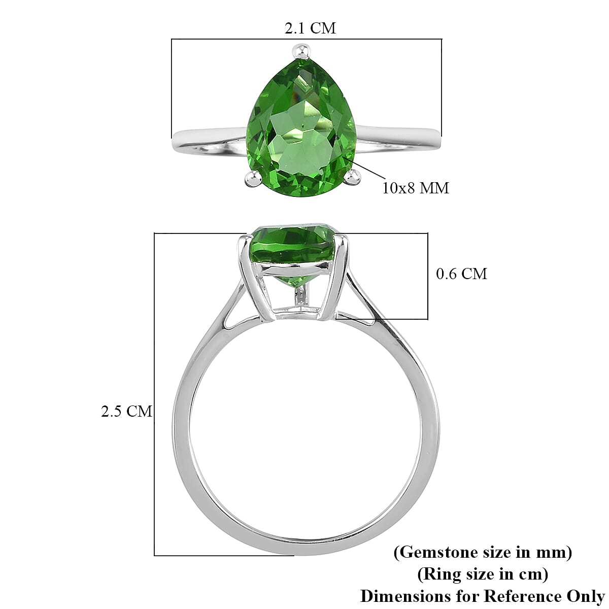 Helenite Solitaire Ring in Sterling Silver 2.25 Ct.