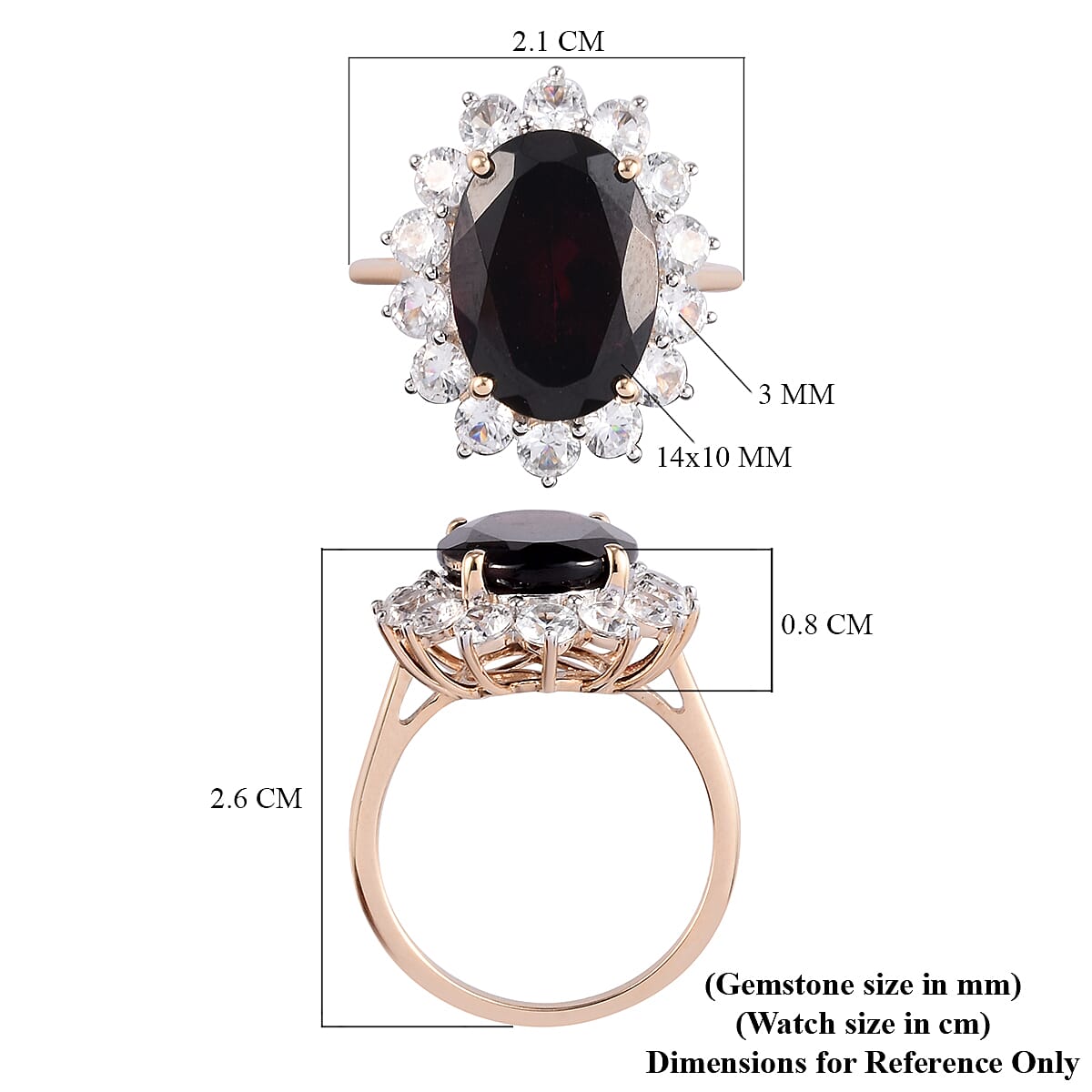 9K Yellow Gold Rhodolite Garnet and Natural Cambodian Zircon Halo Ring 10.75 Ct.