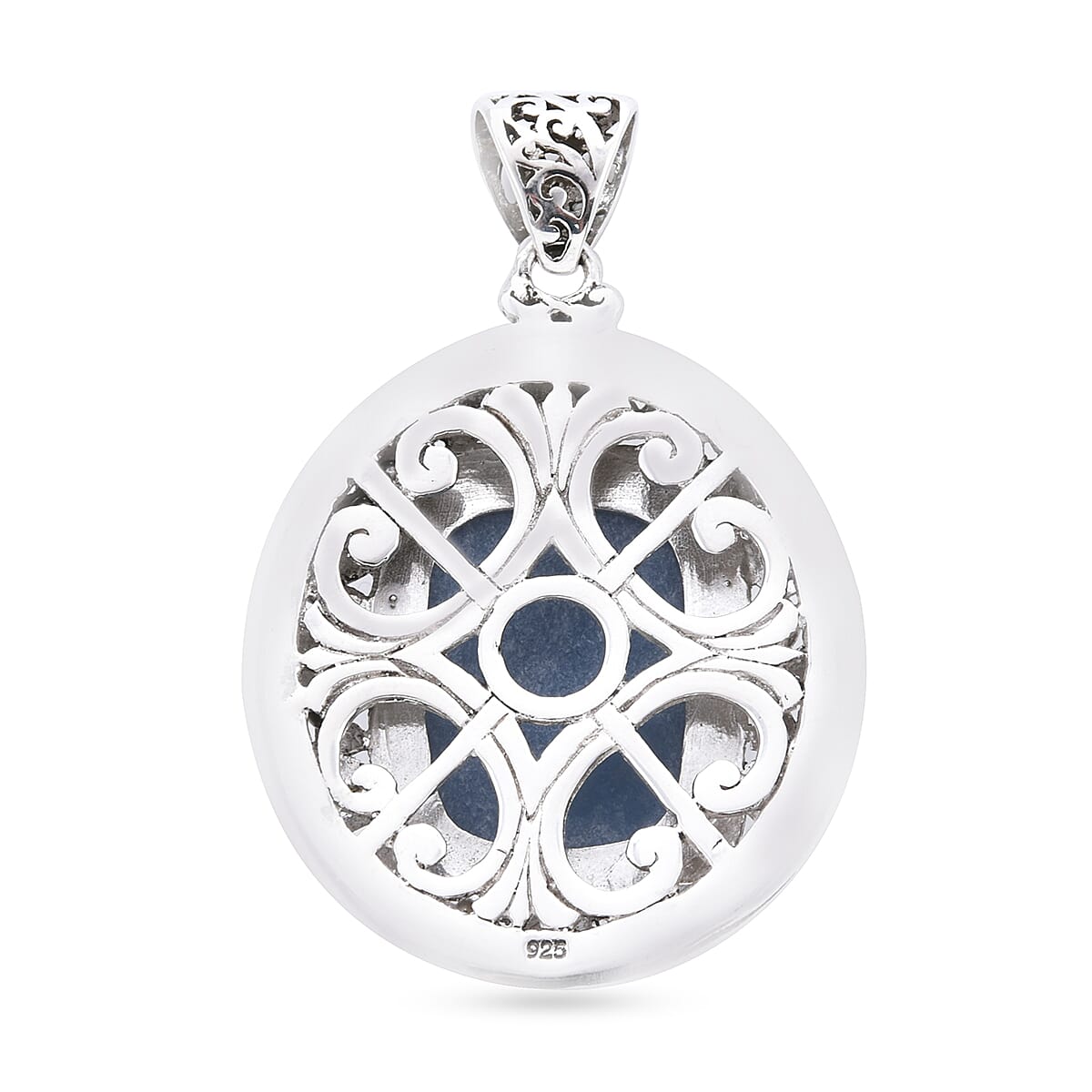 Royal Bali Collection - Blue Opal Pendant in Sterling Silver 28.52 Ct, Silver Wt 16.67 Gms