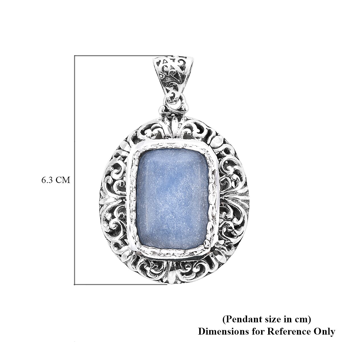 Royal Bali Collection - Blue Opal Pendant in Sterling Silver 28.52 Ct, Silver Wt 16.67 Gms