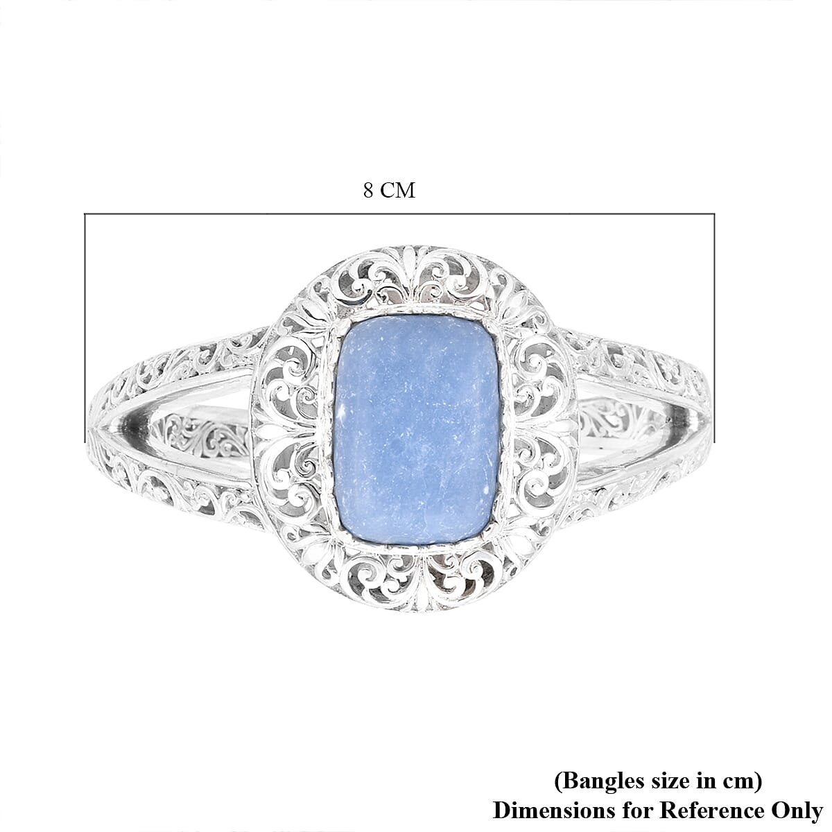 Royal Bali Collection- Blue Opal Cuff Bangle (Size 7.5) in Sterling Silver 28.36 Ct, Silver Wt 53.62 Gms