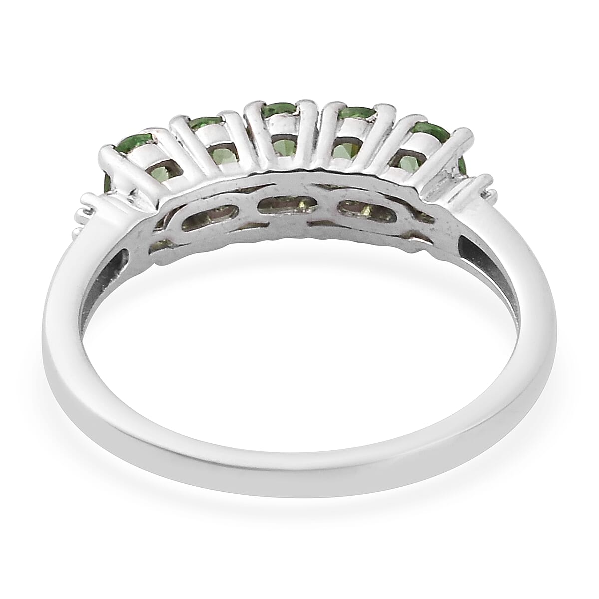 Tsavorite Garnet and Diamond Ring in Platinum Overlay Sterling Silver 1.00 Ct.