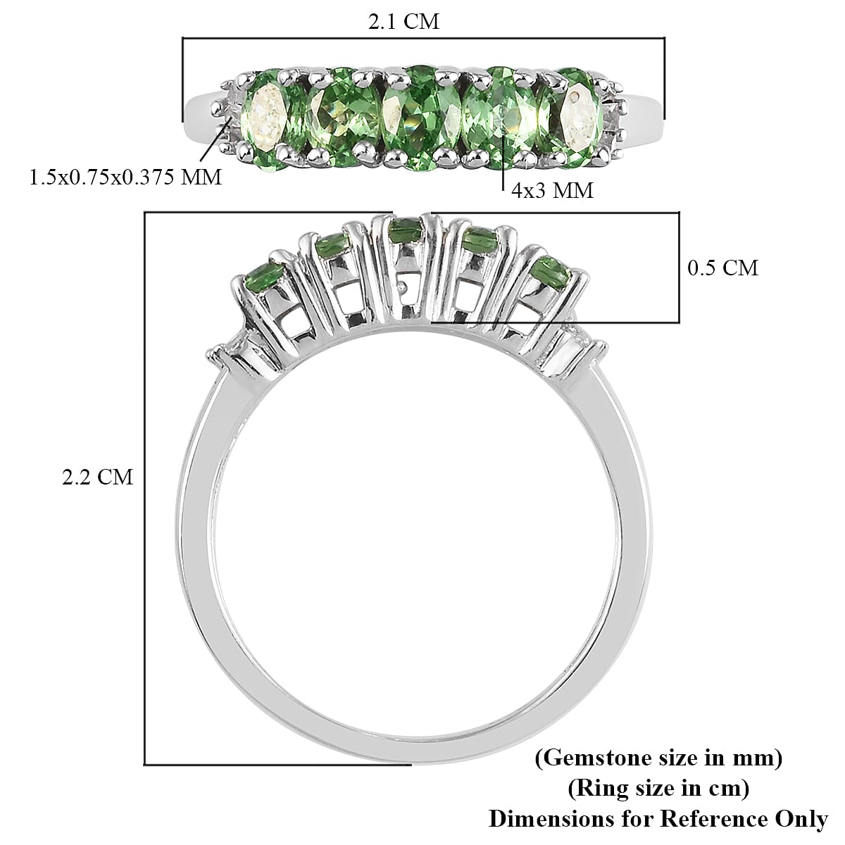 Tsavorite Garnet and Diamond Ring in Platinum Overlay Sterling Silver 1.00 Ct.