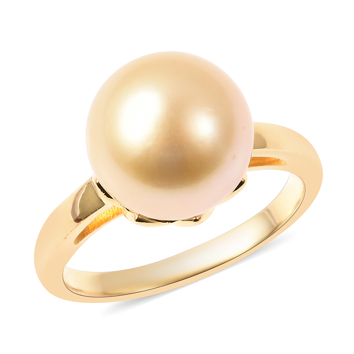 Galatea Golden South Sea Momento Talking Pearl Ring in Yellow Gold Plated Sterling Silver