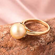 Galatea Golden South Sea Momento Talking Pearl Ring in Yellow Gold Plated Sterling Silver