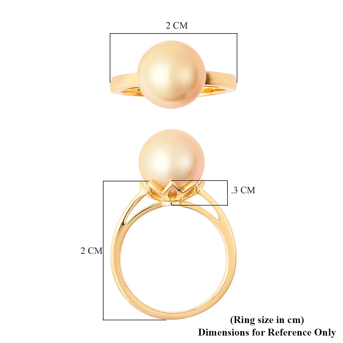 Galatea Pearl - Golden South Sea Momento Talking Pearl Ring in Yellow Gold Overlay Sterling Silver Galatea Pearl - Golden South Sea Momento Talking Pearl Ring in Yellow Gold Overlay Sterling Silver