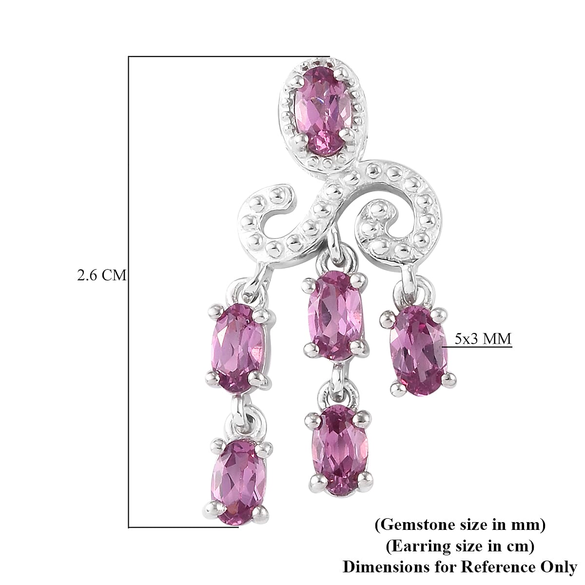 Lotus Garnet Chandelier Earring (with Push Back) in Platinum Overlay Sterling Silver 3.50 Ct.