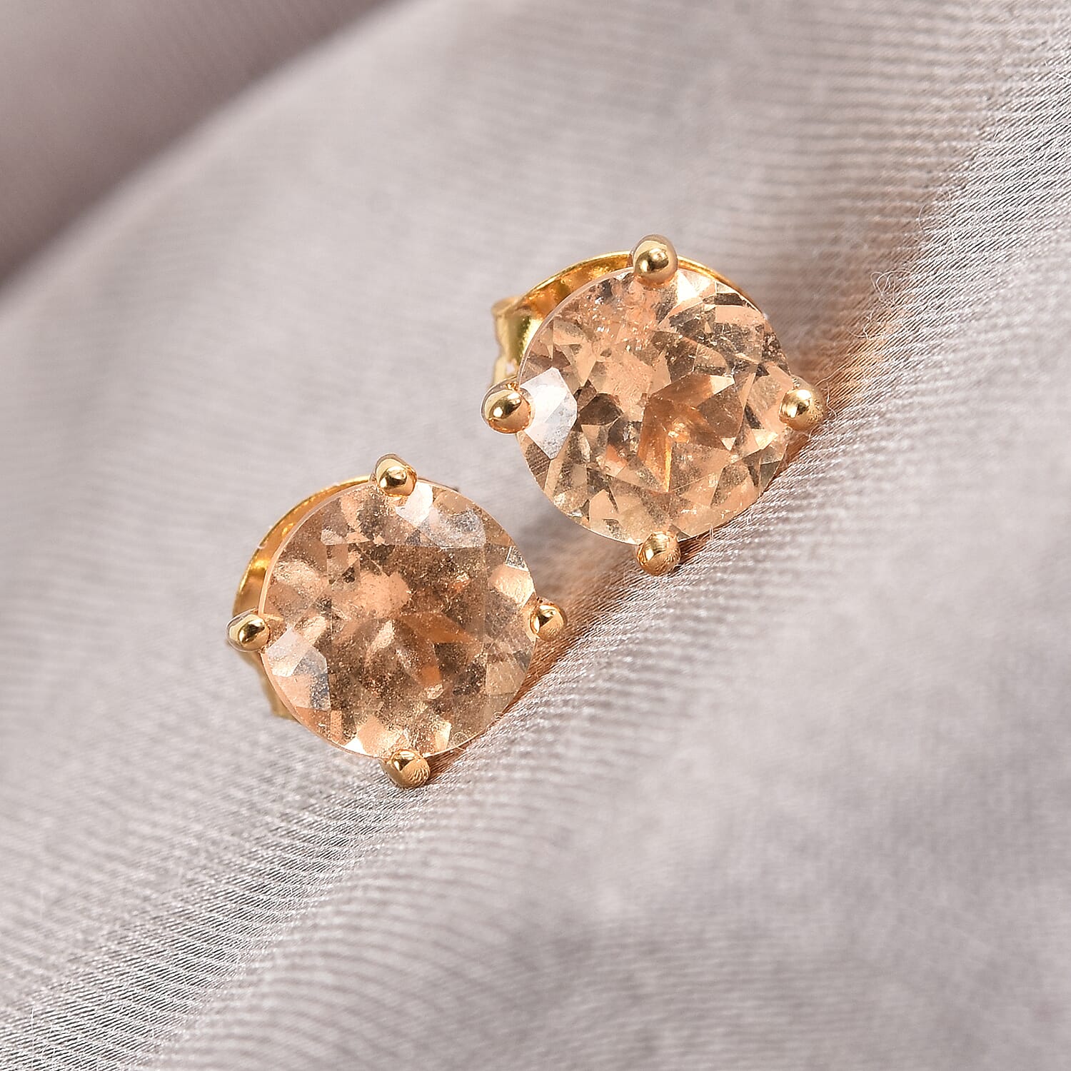 Imperial Garnet Stud Earrings (with Push Back) in 14K Gold Overlay Sterling Silver 2.00 Ct.