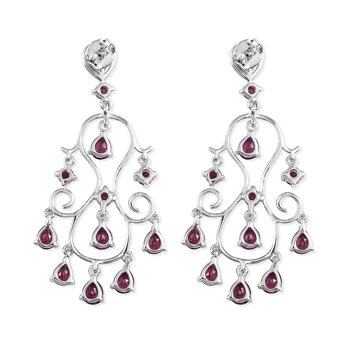 Orissa Rose Garnet Earrings (with Push Back) in Platinum Overlay Sterling Silver 6.00 Ct, Silver wt. 8.00 Gms