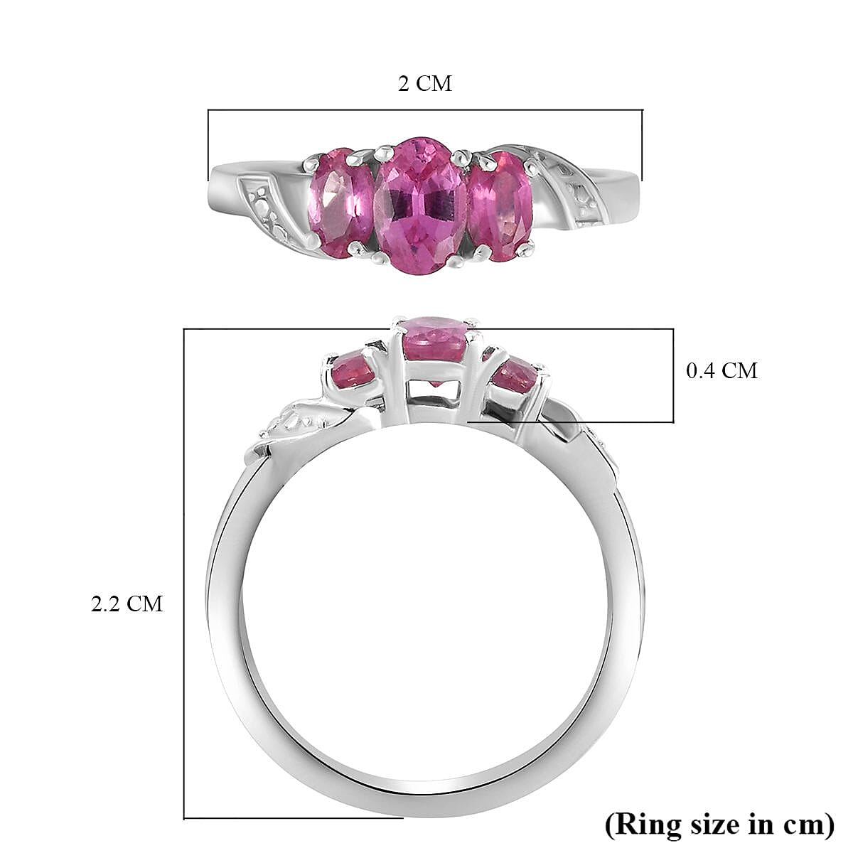 African Ruby Trilogy Ring in Sterling Silver