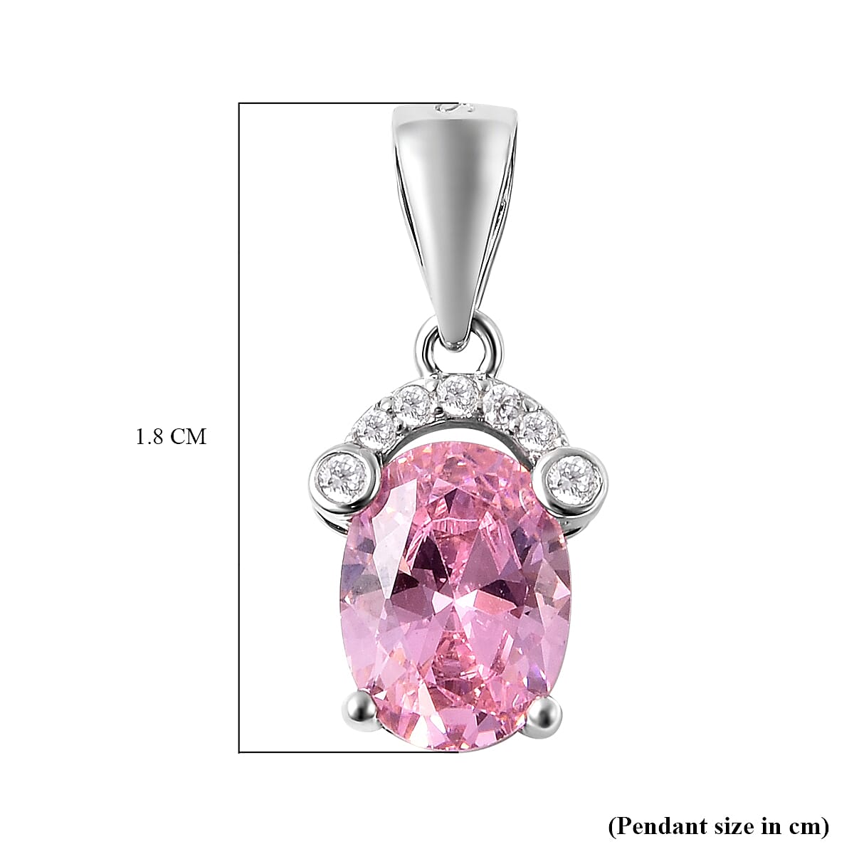 ELANZA Simulated Pink Sapphire and Simulated Diamond Pendant in Rhodium Overlay Sterling Silver