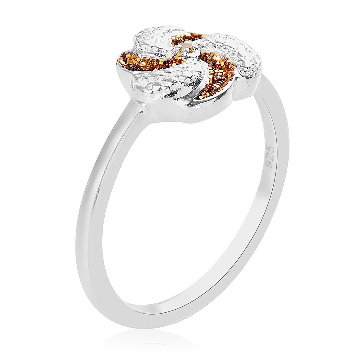 Yellow Diamond Swirl Design Ring in Sterling Silver