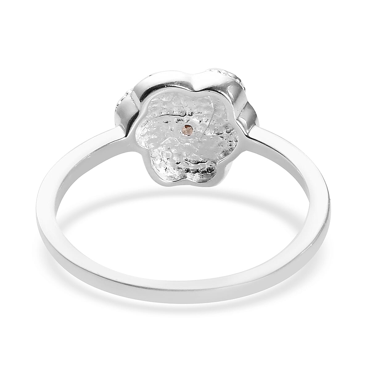 Red Diamond Swirl Design Ring in Sterling Silver