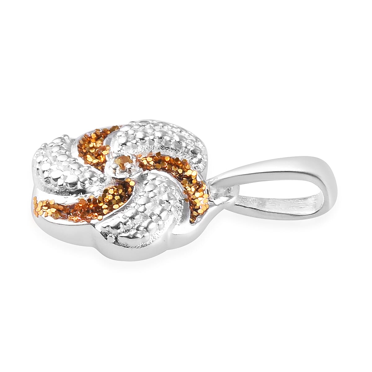 Yellow Diamond Swirl Design Pendant in Sterling Silver