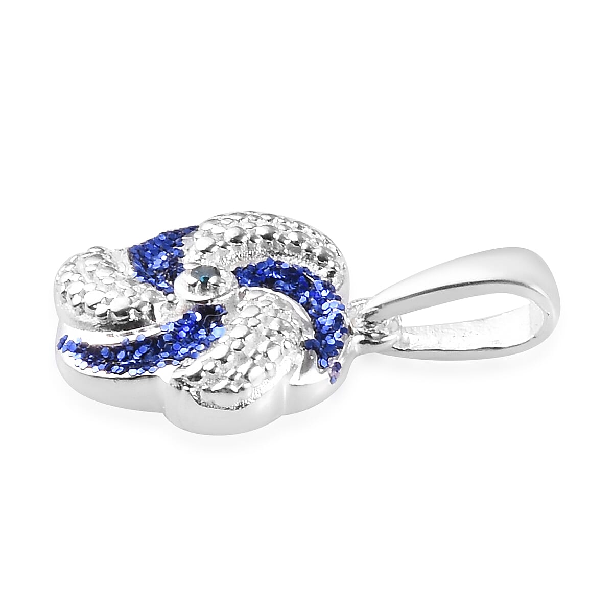 Blue Diamond Swirl Design Pendant in Sterling Silver